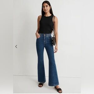 Madewell Flare high waist rise denim Jeans Bright Dark Indigo Wash 27 New